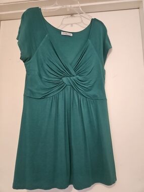 cha cha vente Teal Knot-Front Short Sleeve Top